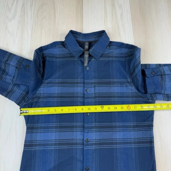 Lululemon Masons Peak Flannel Shirt Mens S Small Blue Long Sleeve Button Up - Picture 6 of 11
